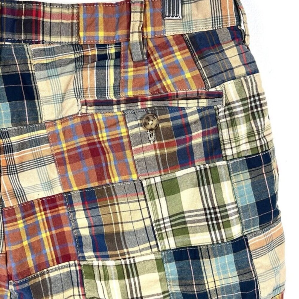 Vintage JOS A BANK‎ Shorts Men’s Sz 36 Madras Patchwork Multicolor Plaid Preppy - Picture 5 of 11